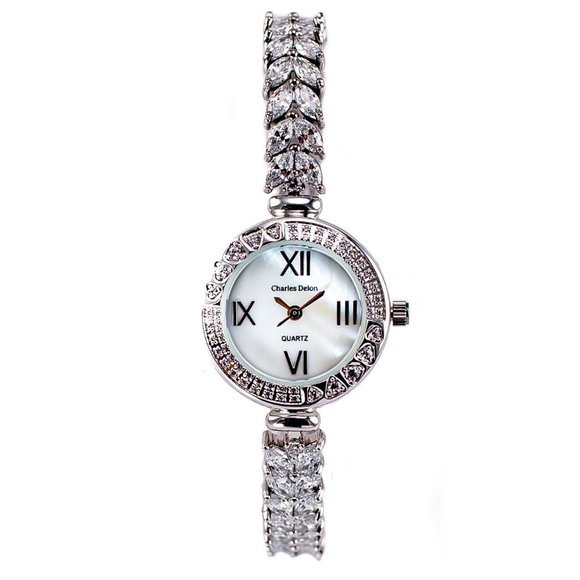 Charles Delon Casual Style Silver/Crystal Watch